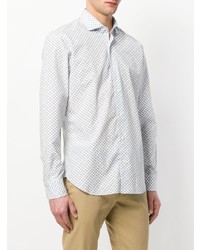 Chemise à manches longues imprimée blanc et bleu Barba