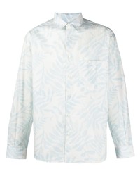 Chemise à manches longues imprimée blanc et bleu Jacquemus
