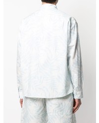Chemise à manches longues imprimée blanc et bleu Jacquemus