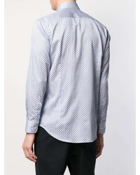 Chemise à manches longues imprimée blanc et bleu Etro