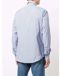 Chemise à manches longues imprimée blanc et bleu Salvatore Ferragamo