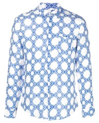 Chemise à manches longues imprimée blanc et bleu PENINSULA SWIMWEA