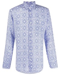 Chemise à manches longues imprimée blanc et bleu PENINSULA SWIMWEA
