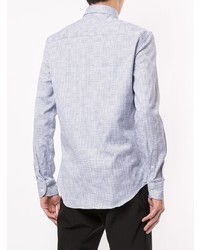 Chemise à manches longues imprimée blanc et bleu Emporio Armani