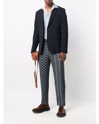 Chemise à manches longues imprimée blanc et bleu Etro