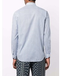 Chemise à manches longues imprimée blanc et bleu Etro