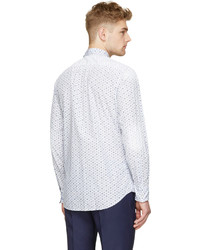 Chemise à manches longues imprimée blanc et bleu DSQUARED2