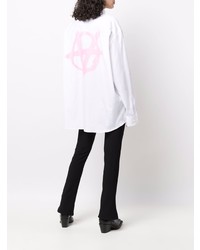 Chemise à manches longues imprimée blanc et rose Vetements