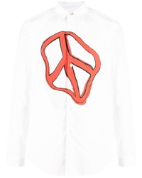 Chemise à manches longues imprimée blanc et rouge PS Paul Smith