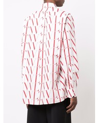 Chemise à manches longues imprimée blanc et rouge Valentino