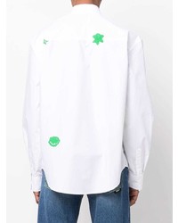 Chemise à manches longues imprimée blanc et vert MSGM