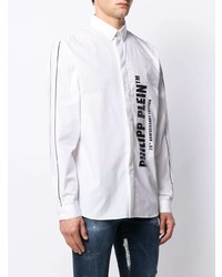 Chemise à manches longues imprimée blanche et noire Philipp Plein