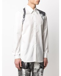 Chemise à manches longues imprimée blanche et noire Alexander McQueen