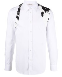 Chemise à manches longues imprimée blanche et noire Alexander McQueen