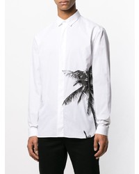 Chemise à manches longues imprimée blanche et noire Philipp Plein