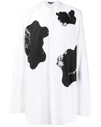 Chemise à manches longues imprimée blanche et noire Ann Demeulemeester