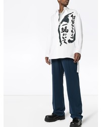 Chemise à manches longues imprimée blanche et noire Yohji Yamamoto