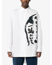 Chemise à manches longues imprimée blanche et noire Yohji Yamamoto