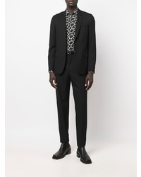 Chemise à manches longues imprimée blanche et noire Tagliatore