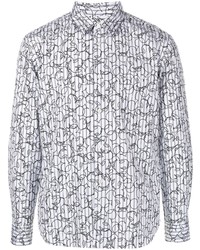 Chemise à manches longues imprimée blanche et noire Comme des Garcons Homme Deux