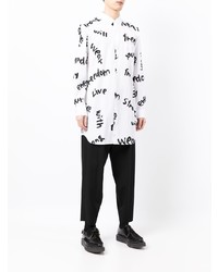 Chemise à manches longues imprimée blanche et noire Comme Des Garcons Homme Plus