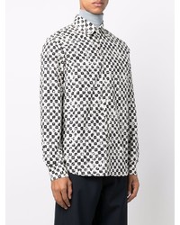 Chemise à manches longues imprimée blanche et noire Marni