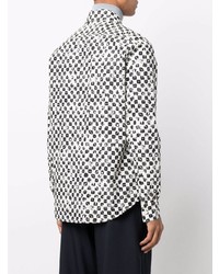 Chemise à manches longues imprimée blanche et noire Marni