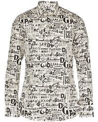 Chemise à manches longues imprimée blanche et noire Dolce & Gabbana