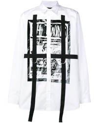 Chemise à manches longues imprimée blanche et noire DSQUARED2