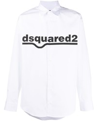 Chemise à manches longues imprimée blanche et noire DSQUARED2