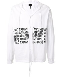 Chemise à manches longues imprimée blanche et noire Emporio Armani
