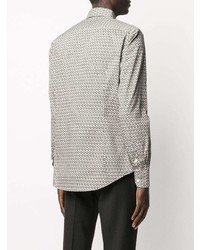 Chemise à manches longues imprimée blanche et noire Salvatore Ferragamo