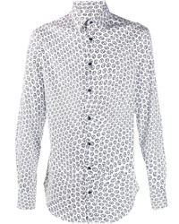 Chemise à manches longues imprimée blanche et noire Giorgio Armani