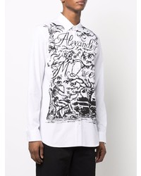 Chemise à manches longues imprimée blanche et noire Alexander McQueen