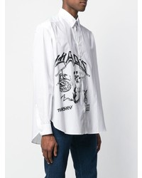 Chemise à manches longues imprimée blanche et noire Givenchy