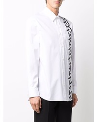 Chemise à manches longues imprimée blanche et noire Versace