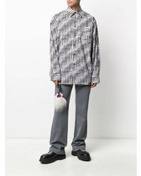 Chemise à manches longues imprimée blanche et noire Marni