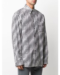 Chemise à manches longues imprimée blanche et noire Marni