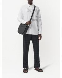 Chemise à manches longues imprimée blanche et noire Burberry