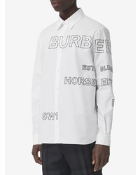 Chemise à manches longues imprimée blanche et noire Burberry