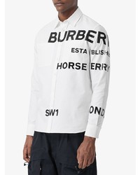 Chemise à manches longues imprimée blanche et noire Burberry