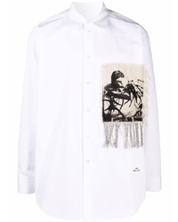 Chemise à manches longues imprimée blanche et noire Jil Sander