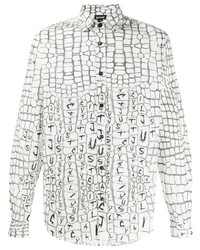 Chemise à manches longues imprimée blanche et noire Just Cavalli