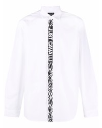 Chemise à manches longues imprimée blanche et noire Just Cavalli