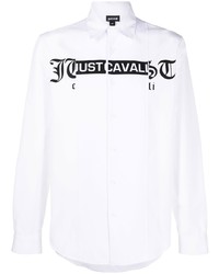 Chemise à manches longues imprimée blanche et noire Just Cavalli