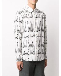 Chemise à manches longues imprimée blanche et noire Paul Smith