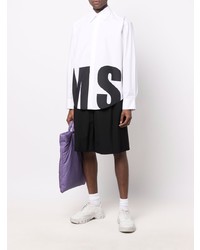 Chemise à manches longues imprimée blanche et noire MSGM