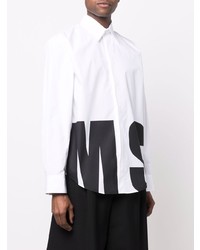 Chemise à manches longues imprimée blanche et noire MSGM