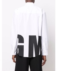 Chemise à manches longues imprimée blanche et noire MSGM