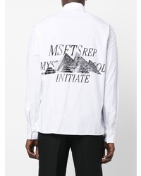 Chemise à manches longues imprimée blanche et noire MSFTSrep